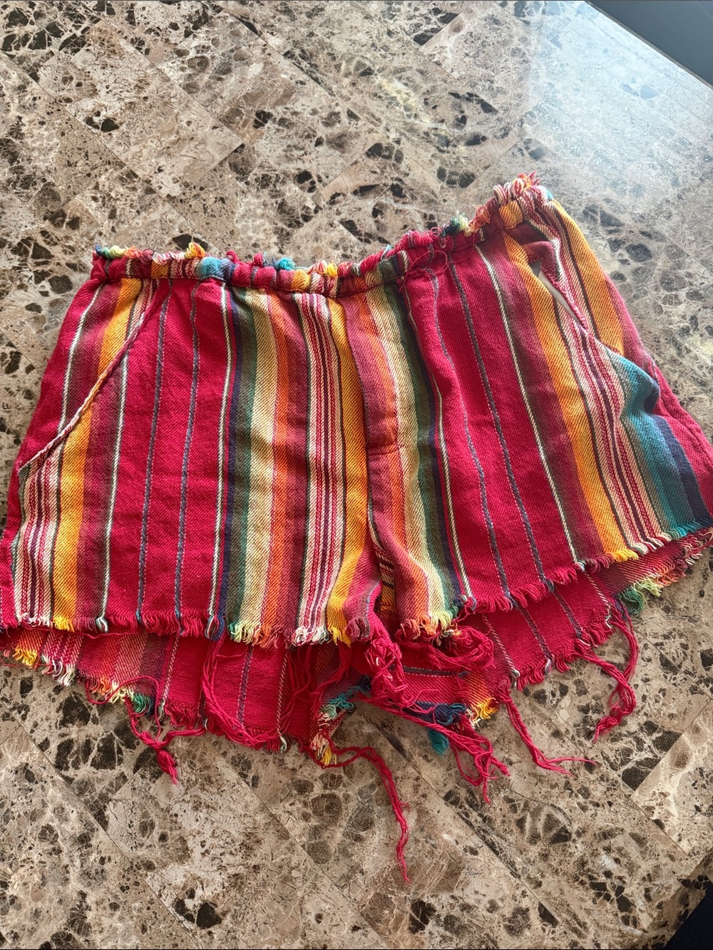 L&B Red Multicolor Striped Women’s Summer Jean Shorts
